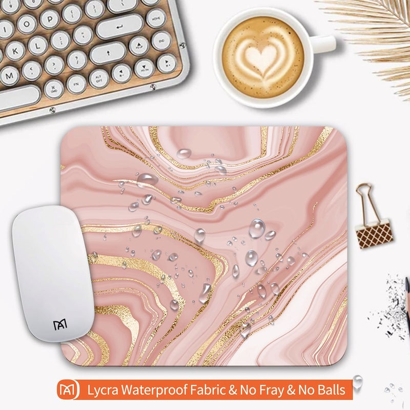 Armanza Square Mouse Pad Pink Gold,Personalized Premium-Textured Custom Mouse Mat Design,Washable Mousepad Lycra Cloth,Non-Slip Rubber Base Computer Mouse Pads for Wireless Mouse - Image 3